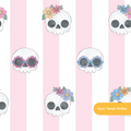 Pink and White Groovy Skeletons Seamless Pattern