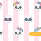 Pink and White Groovy Skeletons Seamless Pattern