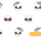 White Groovy Skeletons Seamless Pattern