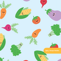 Light Blue Garden Veggies Seamless Pattern
