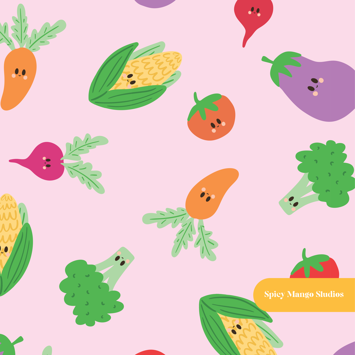 Lilac Garden Veggies Seamless Pattern