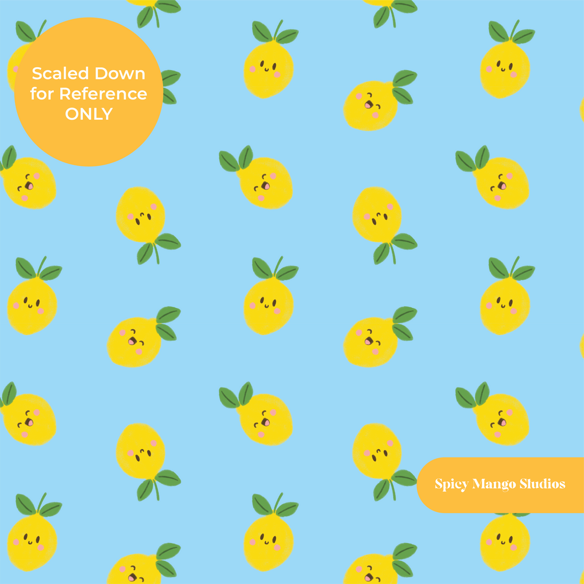 Blue Happy Lemons Seamless Pattern