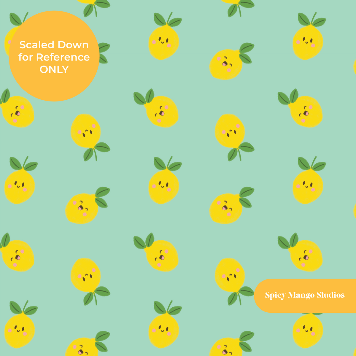 Green Happy Lemons Seamless Pattern