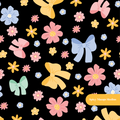 Black Helena Floral Seamless Pattern
