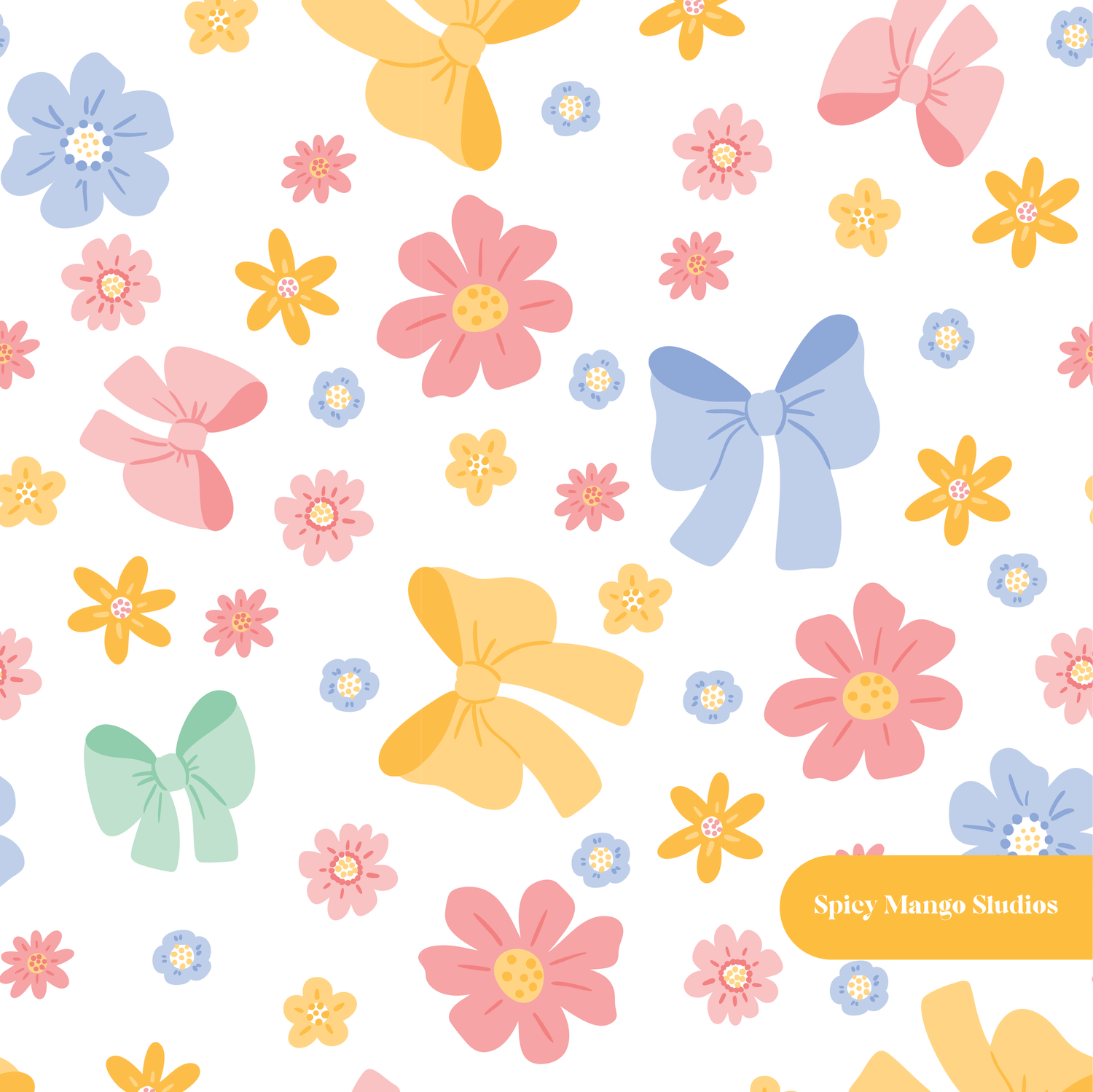 White Helena Floral Seamless Pattern