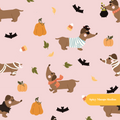 Pink Halloweenie Seamless Pattern