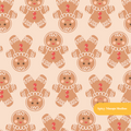 Neutral Jolly Gingerbread Christmas Seamless Pattern