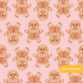Pink Jolly Gingerbread Christmas Seamless Pattern