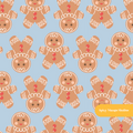 Snowy Blue Jolly Gingerbread Christmas Seamless Pattern