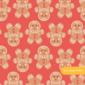 Red Jolly Gingerbread Christmas Seamless Pattern