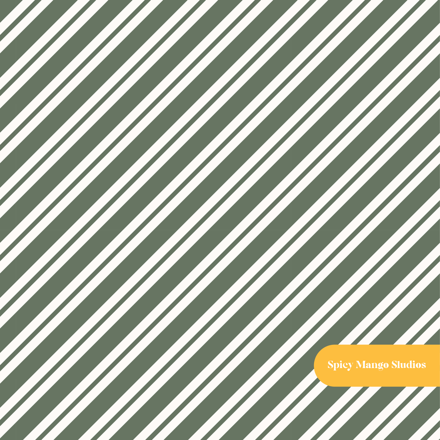 Green Jolly Candy Cane Stripe Seamless Pattern