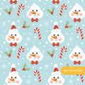 Light Blue Jolly Snowman Winter Seamless Pattern