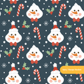 Navy Jolly Snowman Winter Seamless Pattern
