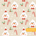 Neutral Jolly Snowman Winter Seamless Pattern