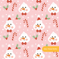 Pink Jolly Snowman Winter Seamless Pattern