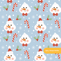 Snowy Blue Jolly Snowman Winter Seamless Pattern