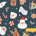 Navy Jolly Saint Nick Christmas Seamless Pattern