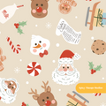 Neutral Jolly Saint Nick Christmas Seamless Pattern