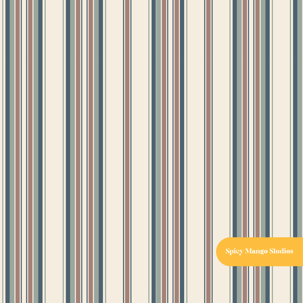 Blue and Green Retro Stripe Seamless Pattern