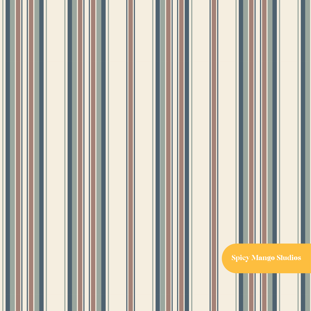 Blue and Green Retro Stripe Seamless Pattern