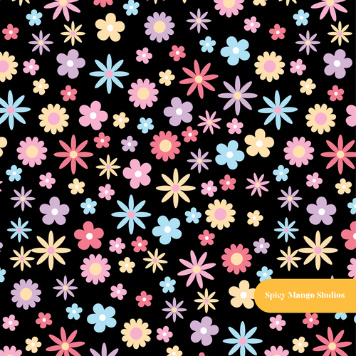 Black Love Floral Seamless Pattern