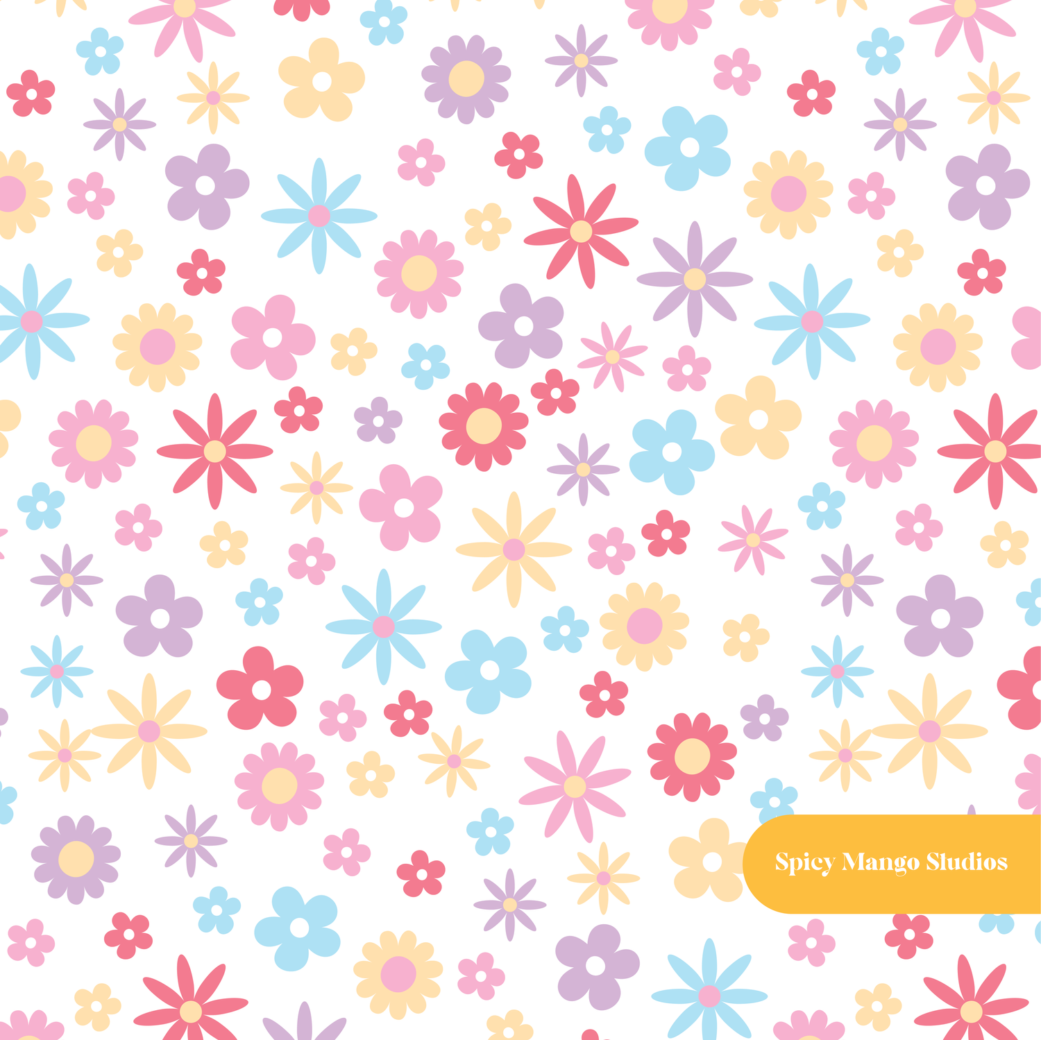 White Love Floral Seamless Pattern
