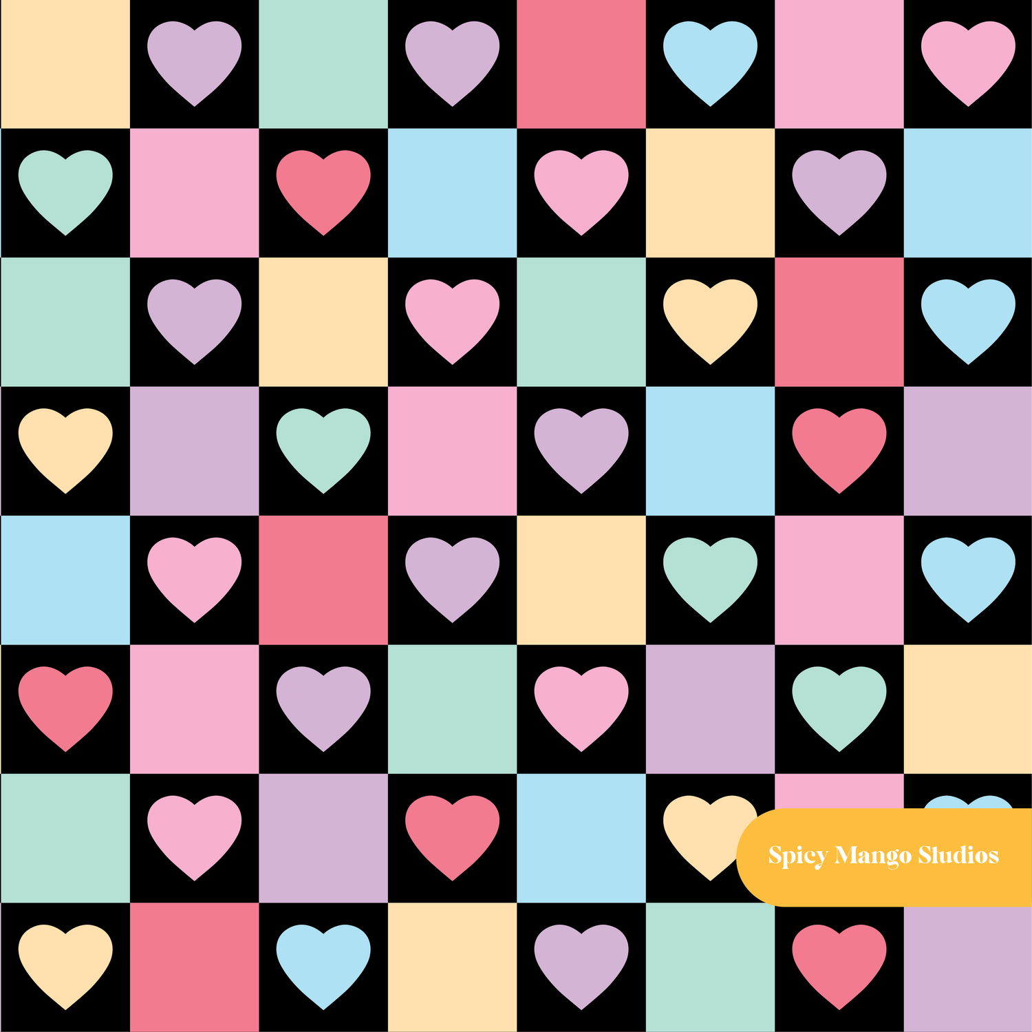 Black Love Checker Seamless Pattern