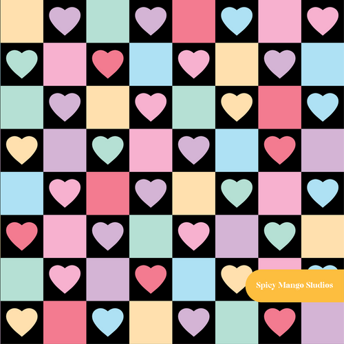 Black Love Checker Seamless Pattern