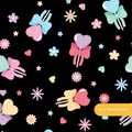 Black Lollipop Love Seamless Pattern