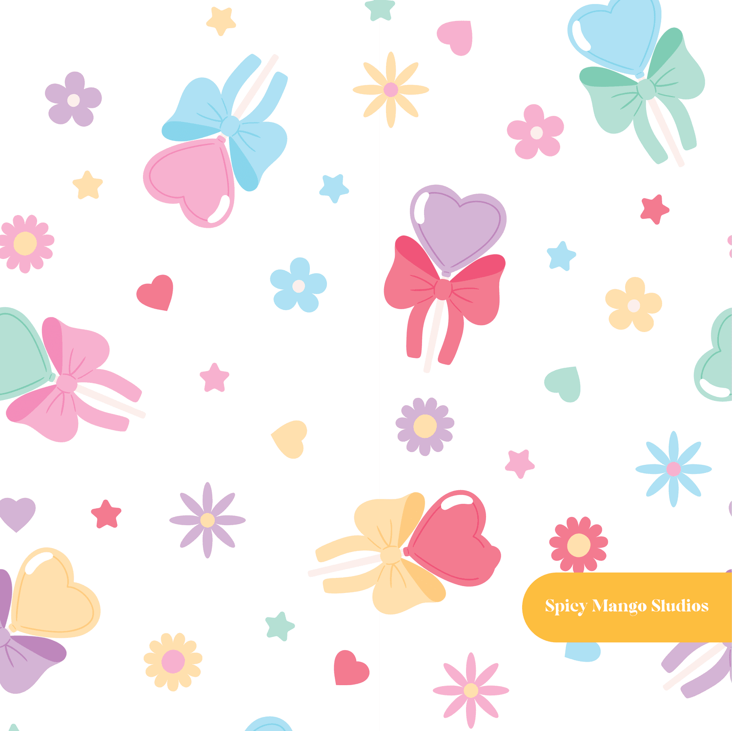 White Lollipop Love Seamless Pattern