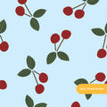 Light Blue Modern Cherry Fruit Seamless Pattern