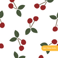 White Modern Cherry Fruit Seamless Pattern