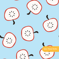 Blue Modern Apples Fruit Seamless Pattern