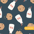 Navy Milk and Cookies Seamless Pattern