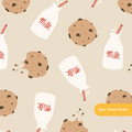 Neutral Milk and Cookies Seamless Pattern