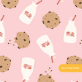 Pink Milk and Cookies Seamless Pattern