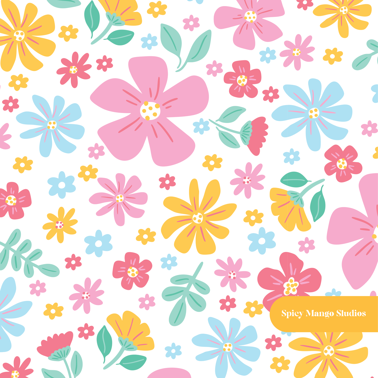 White Margot Floral Seamless Pattern