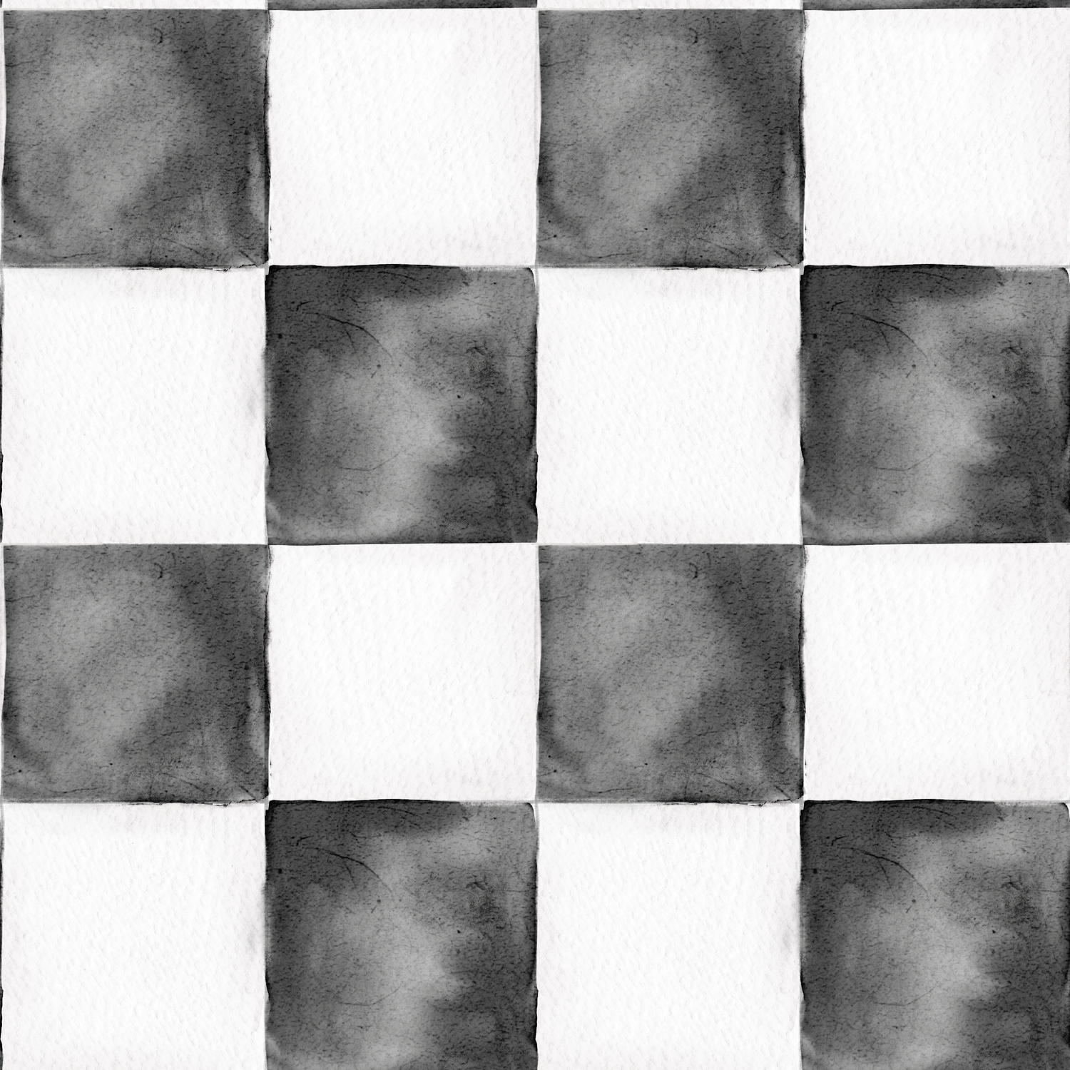 Black and White Monika Watercolor Checker Seamless Pattern