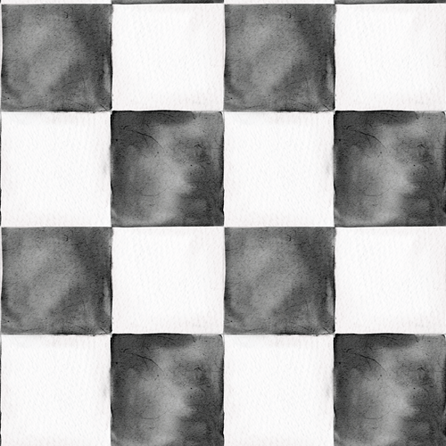 Black and White Monika Watercolor Checker Seamless Pattern