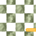 Olive and White Monika Watercolor Checker Seamless Pattern