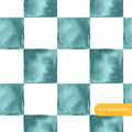 Teal and White Monika Watercolor Checker Seamless Pattern