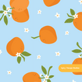 Light Blue Modern Oranges Fruit Seamless Pattern