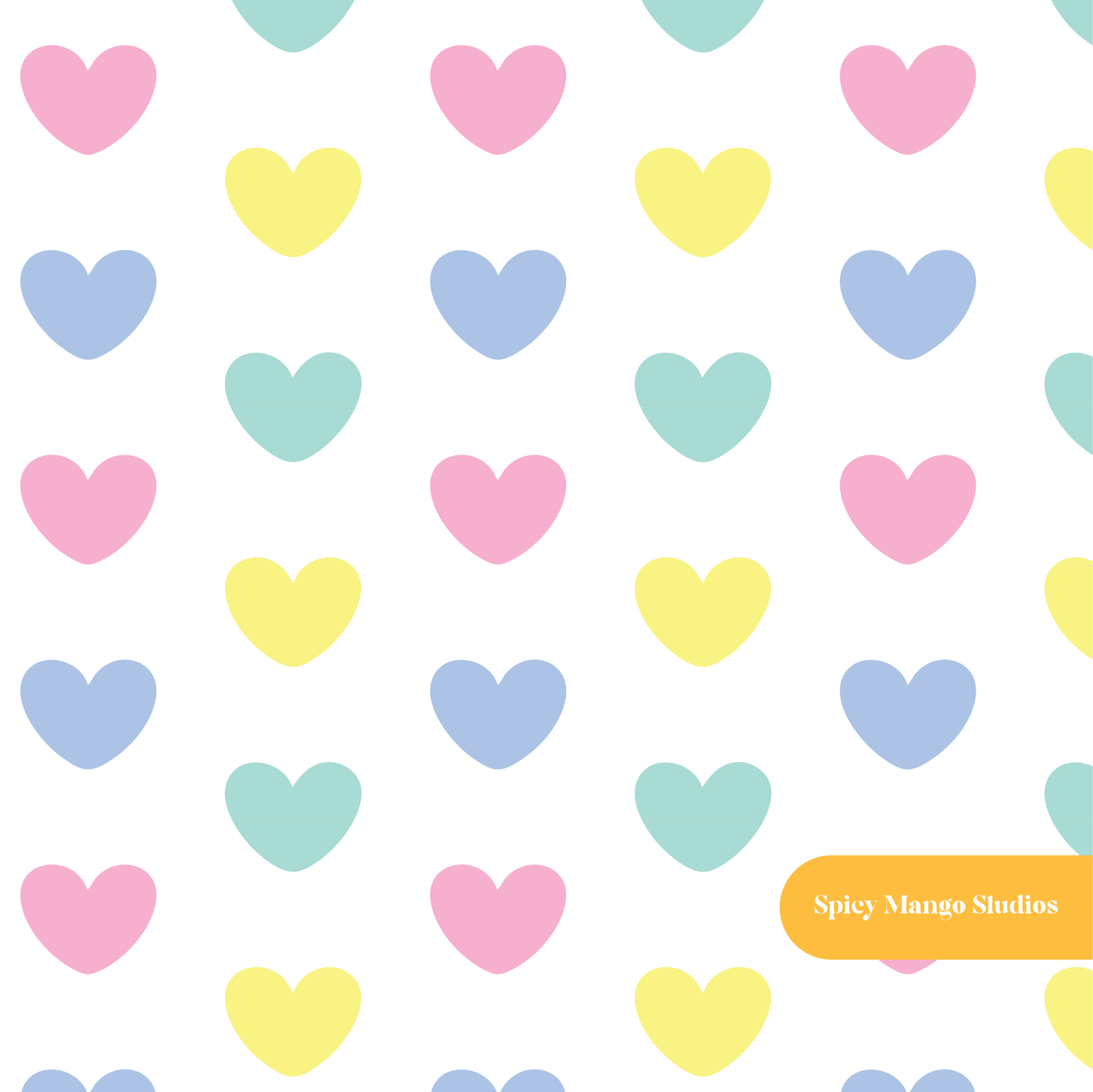 White Neon Hearts Seamless Pattern