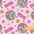 Pink New Years 2026 Seamless Pattern