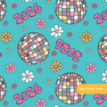 Teal New Years 2026 Seamless Pattern