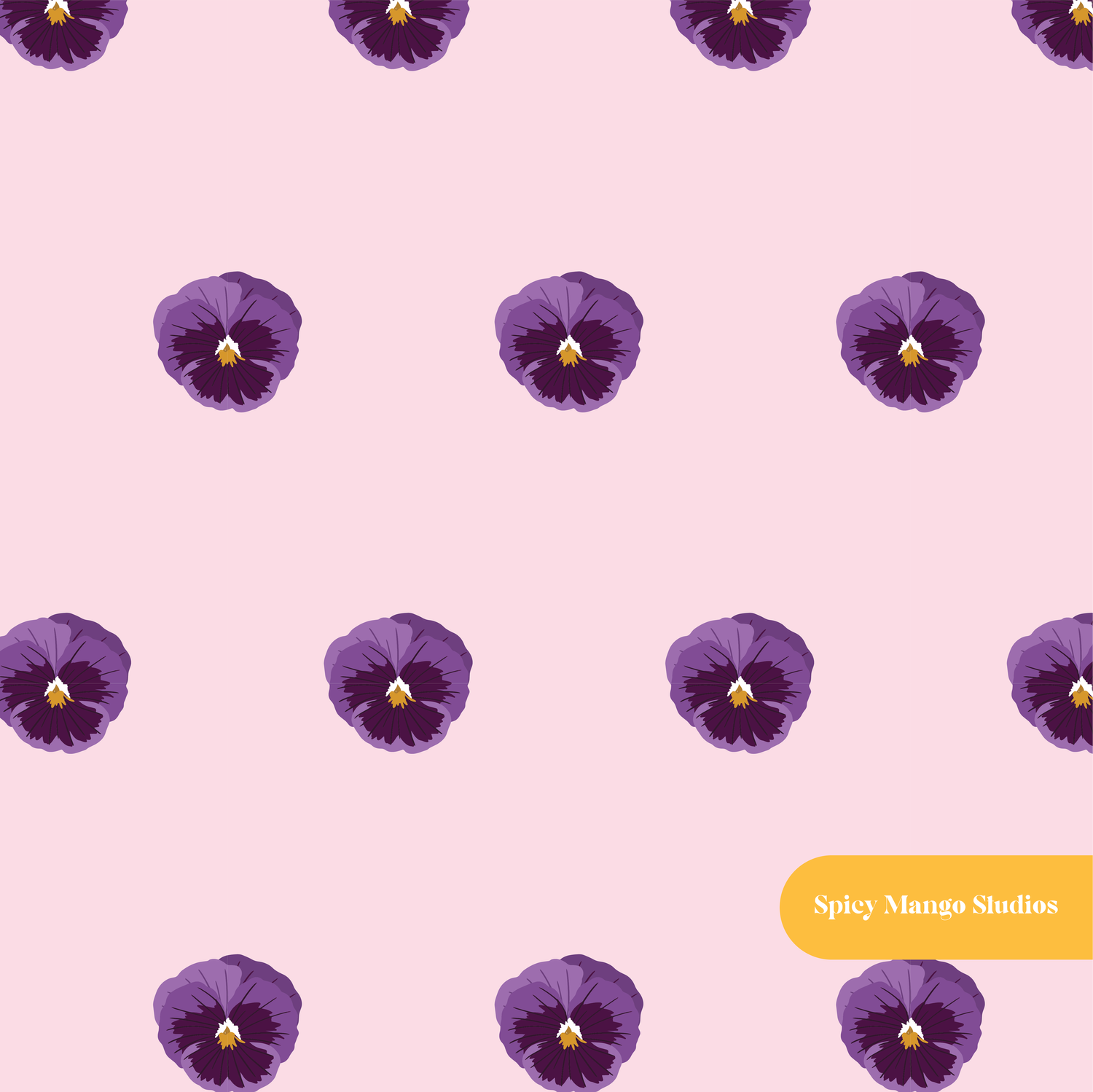 Pink Pansies Floral Seamless Pattern