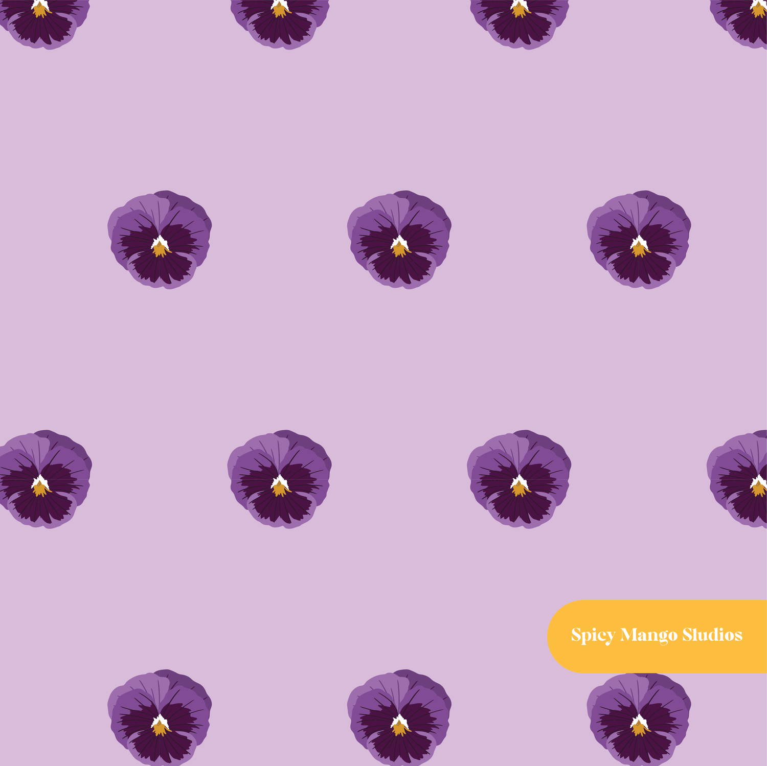 Purple Pansies Floral Seamless Pattern