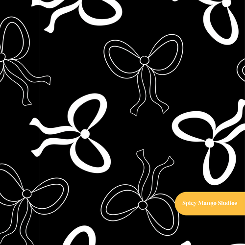 Black and White Pretty Bows Seamless Pattern