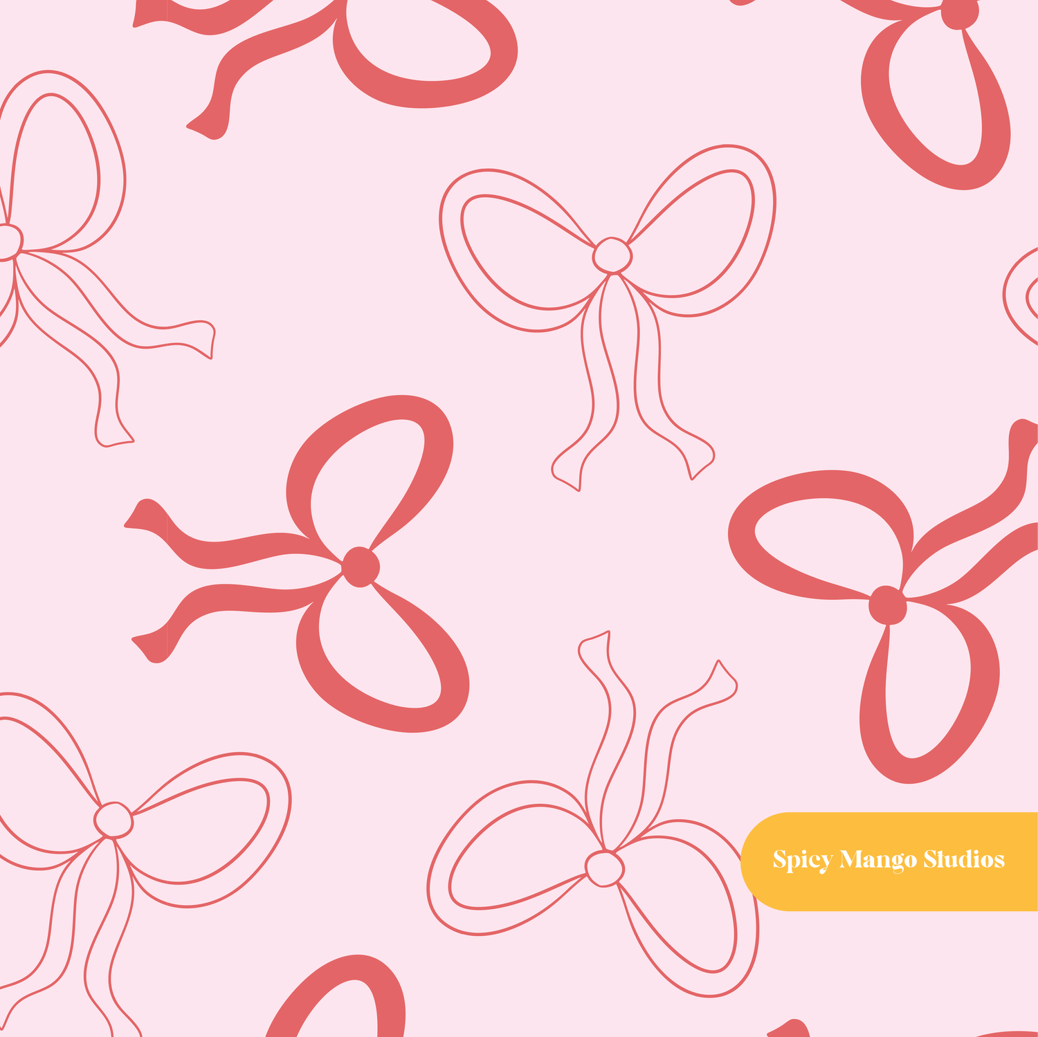 Pink and Red Pretty Bows Seamless Pattern