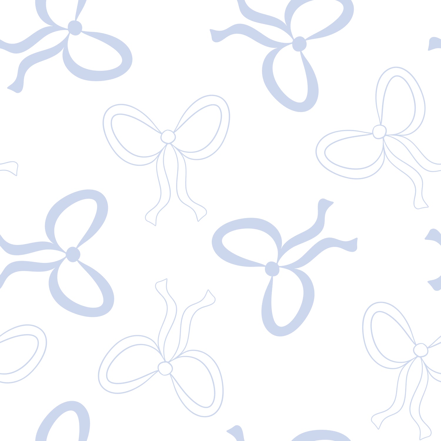 White and Blue Pretty Bows Seamless Pattern